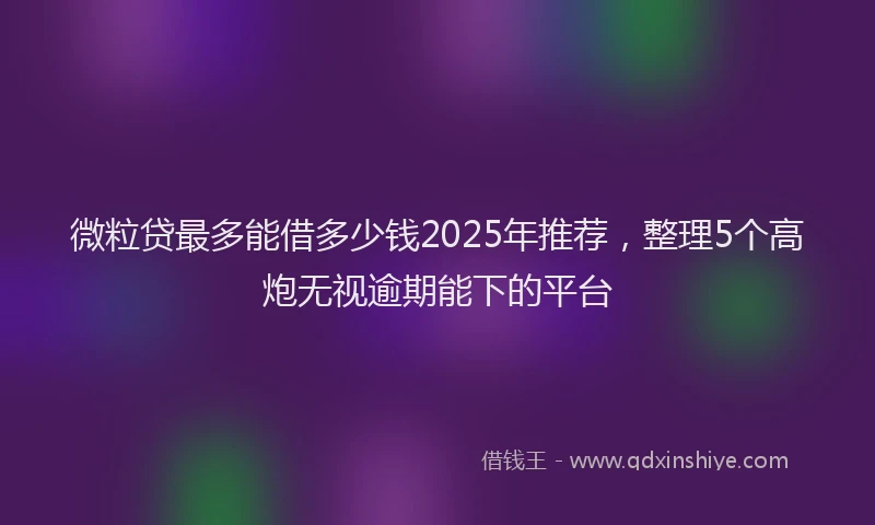 微粒贷最多能借多少钱2025年推荐，整理5个高炮无视逾期能下的平台