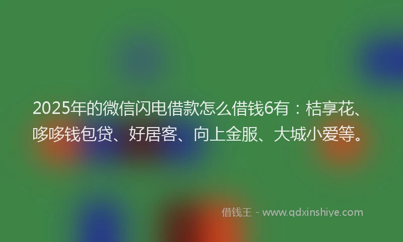 2025年的微信闪电借款怎么借钱6有：桔享花、哆哆钱包贷、好居客、向上金服、大城小爱等。