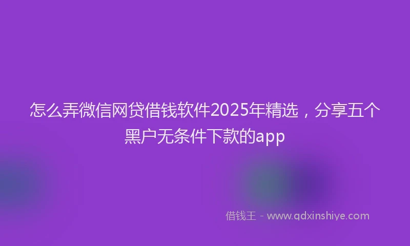 怎么弄微信网贷借钱软件2025年精选，分享五个黑户无条件下款的app