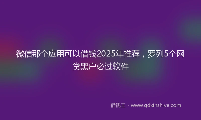 微信那个应用可以借钱2025年推荐，罗列5个网贷黑户必过软件