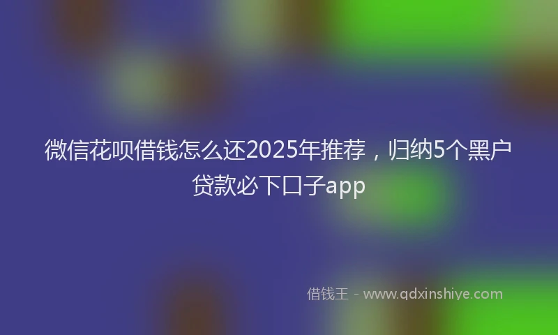 微信花呗借钱怎么还2025年推荐，归纳5个黑户贷款必下口子app