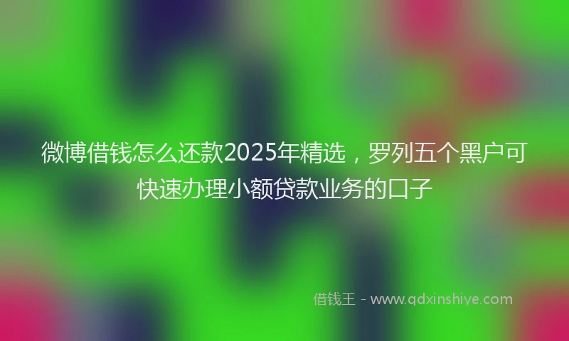 微博借钱怎么还款2025年精选，罗列五个黑户可快速办理小额贷款业务的口子