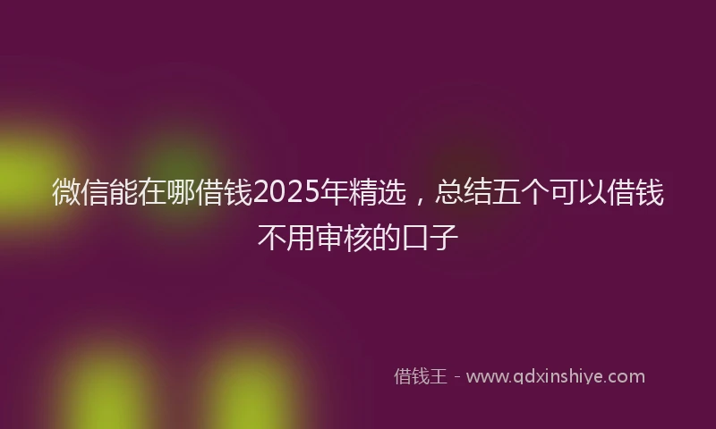 微信能在哪借钱2025年精选，总结五个可以借钱不用审核的口子