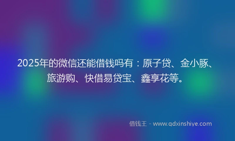 2025年的微信还能借钱吗有：原子贷、金小豚、旅游购、快借易贷宝、鑫享花等。