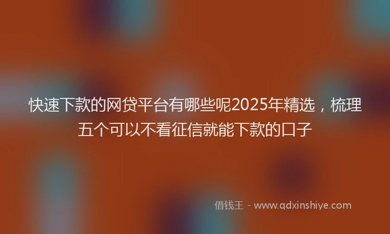 快速下款的网贷平台有哪些呢2025年精选，梳理五个可以不看征信就能下款的口子