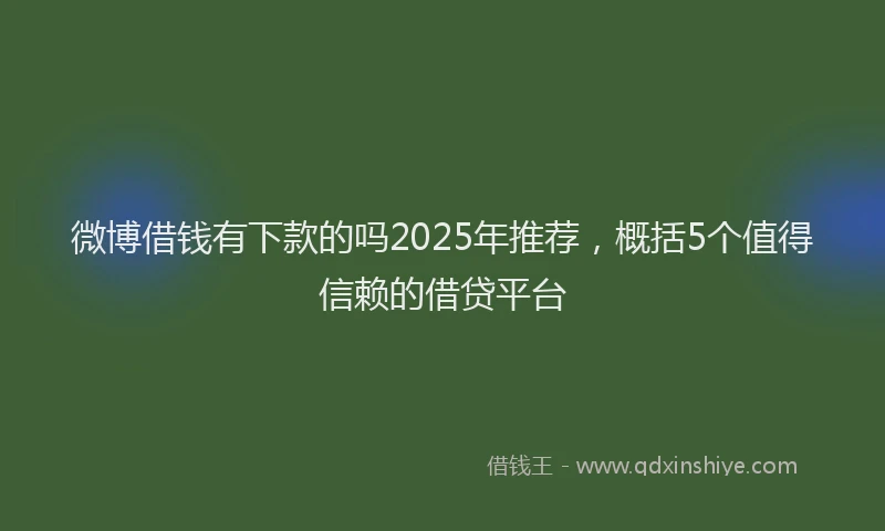 微博借钱有下款的吗2025年推荐，概括5个值得信赖的借贷平台