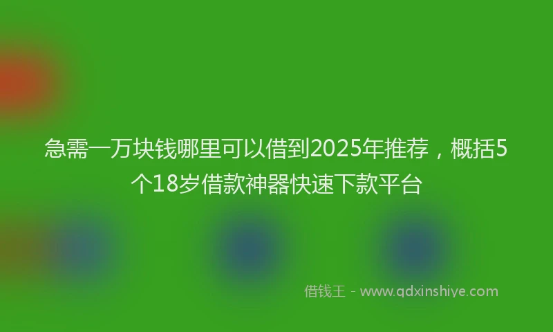 急需一万块钱哪里可以借到2025年推荐，概括5个18岁借款神器快速下款平台