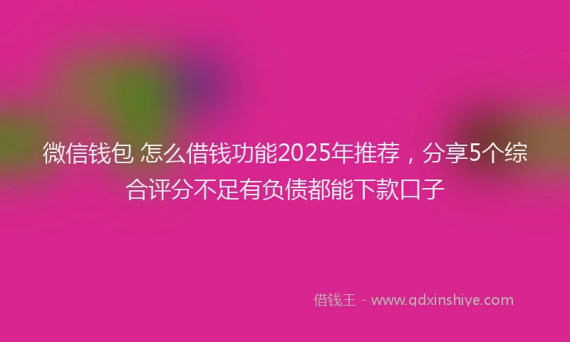 微信钱包 怎么借钱功能2025年推荐，分享5个综合评分不足有负债都能下款口子