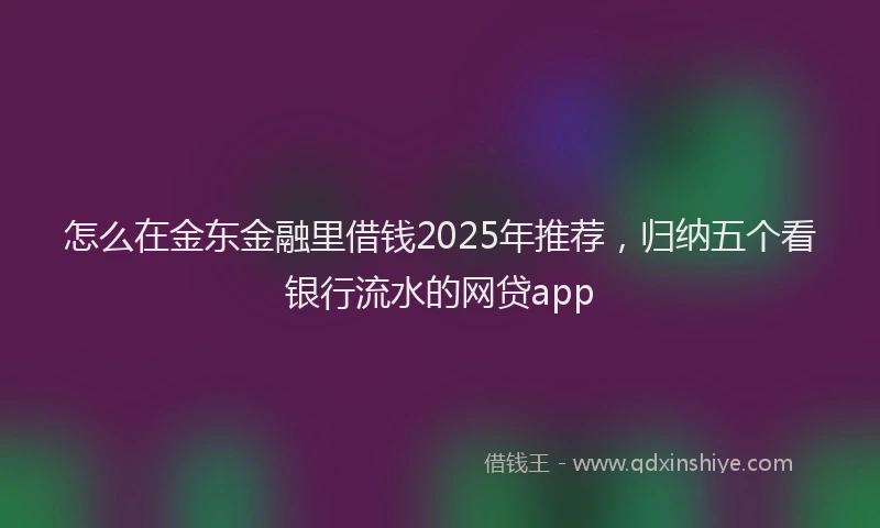怎么在金东金融里借钱2025年推荐，归纳五个看银行流水的网贷app