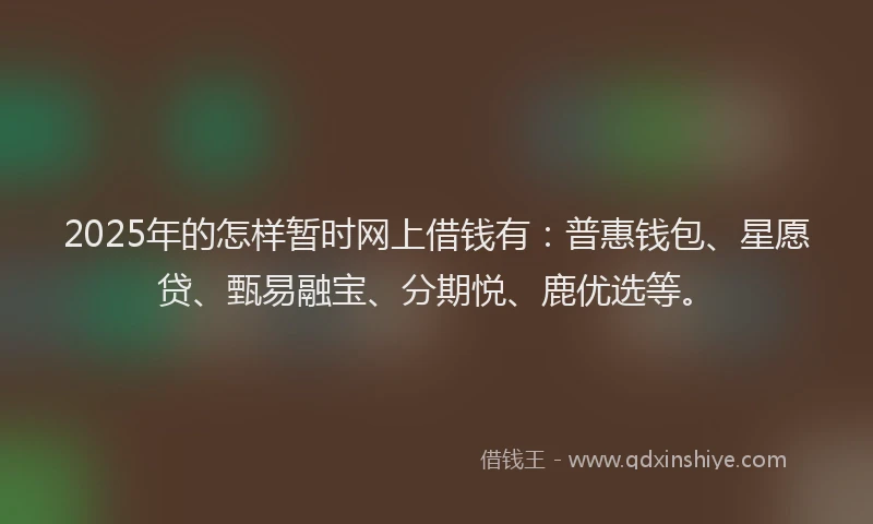 2025年的怎样暂时网上借钱有：普惠钱包、星愿贷、甄易融宝、分期悦、鹿优选等。