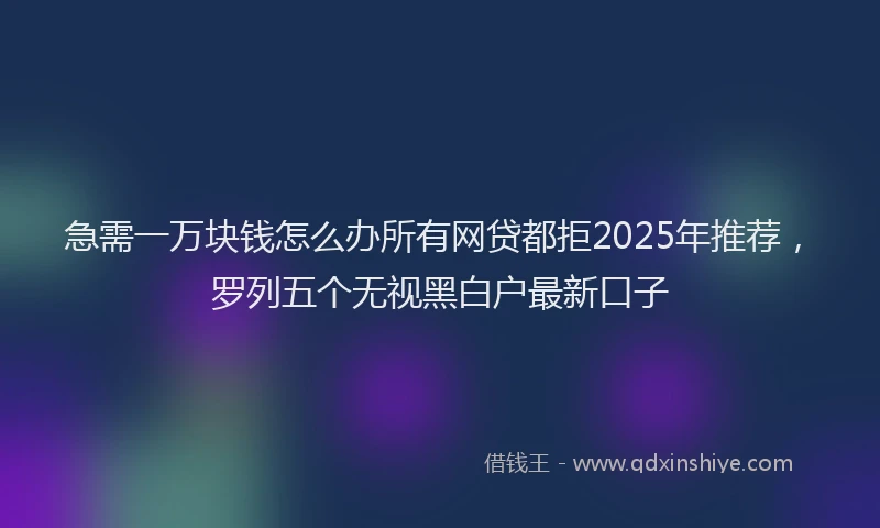 急需一万块钱怎么办所有网贷都拒2025年推荐，罗列五个无视黑白户最新口子