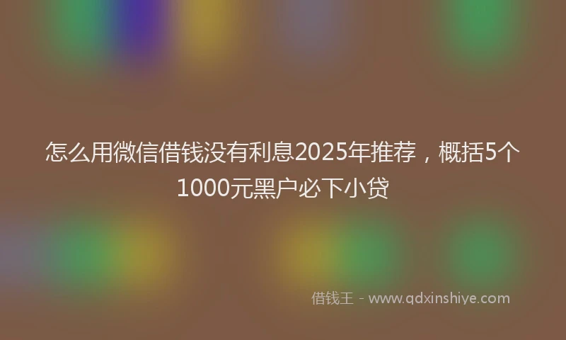 怎么用微信借钱没有利息2025年推荐，概括5个1000元黑户必下小贷