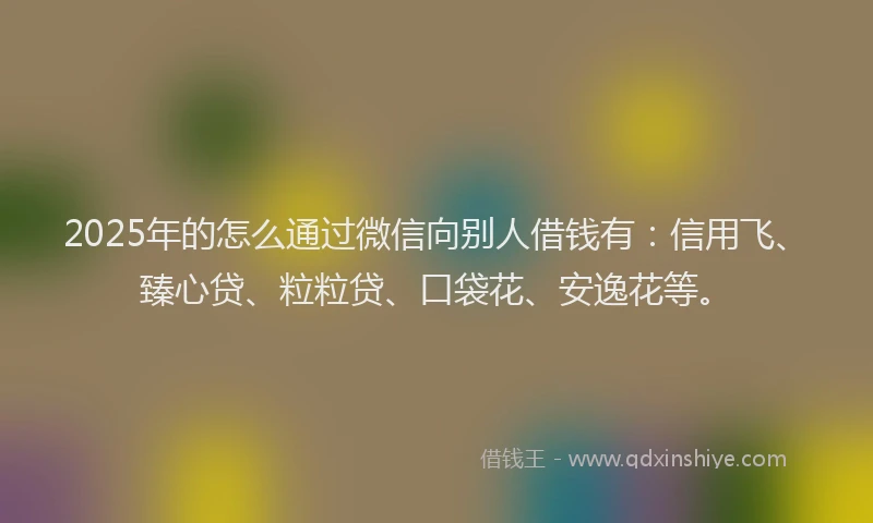 2025年的怎么通过微信向别人借钱有：信用飞、臻心贷、粒粒贷、口袋花、安逸花等。