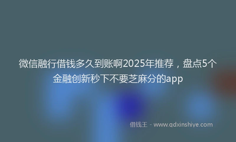 微信融行借钱多久到账啊2025年推荐，盘点5个金融创新秒下不要芝麻分的app