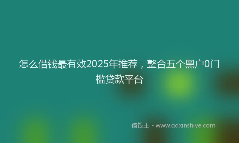 怎么借钱最有效2025年推荐，整合五个黑户0门槛贷款平台