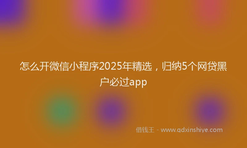 怎么开微信小程序2025年精选，归纳5个网贷黑户必过app