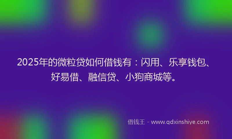 2025年的微粒贷如何借钱有：闪用、乐享钱包、好易借、融信贷、小狗商城等。
