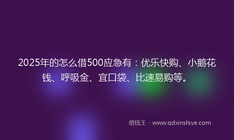 2025年的怎么借500应急有：优乐快购、小鹅花钱、呼吸金、宜口袋、比速易购等。