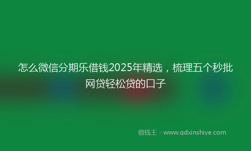 怎么微信分期乐借钱2025年精选，梳理五个秒批网贷轻松贷的口子