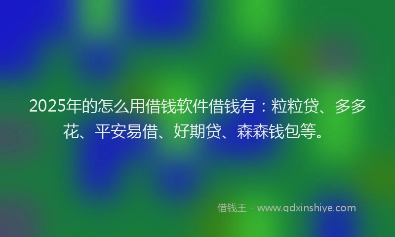 2025年的怎么用借钱软件借钱有：粒粒贷、多多花、平安易借、好期贷、森森钱包等。