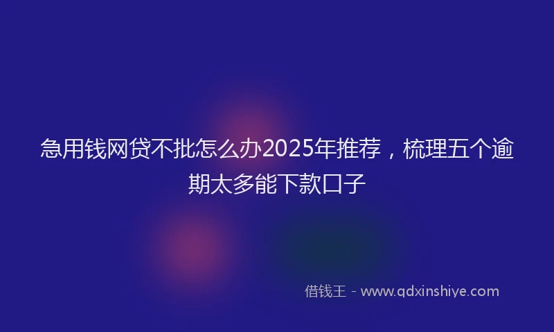 急用钱网贷不批怎么办2025年推荐，梳理五个逾期太多能下款口子
