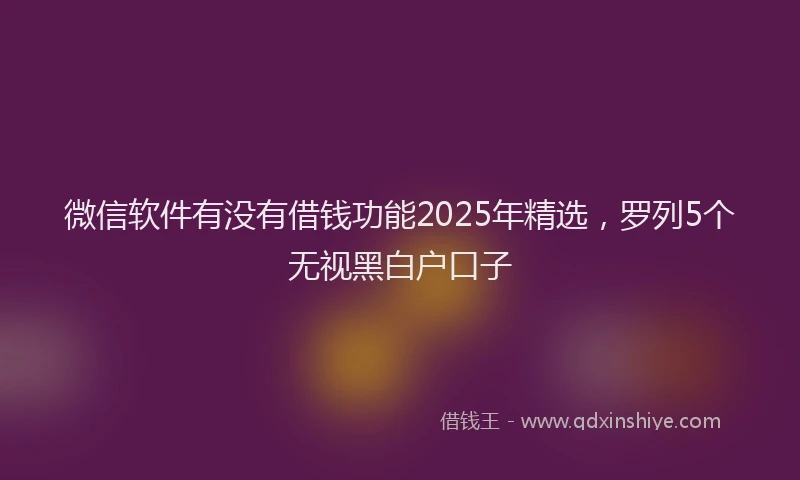 微信软件有没有借钱功能2025年精选，罗列5个无视黑白户口子