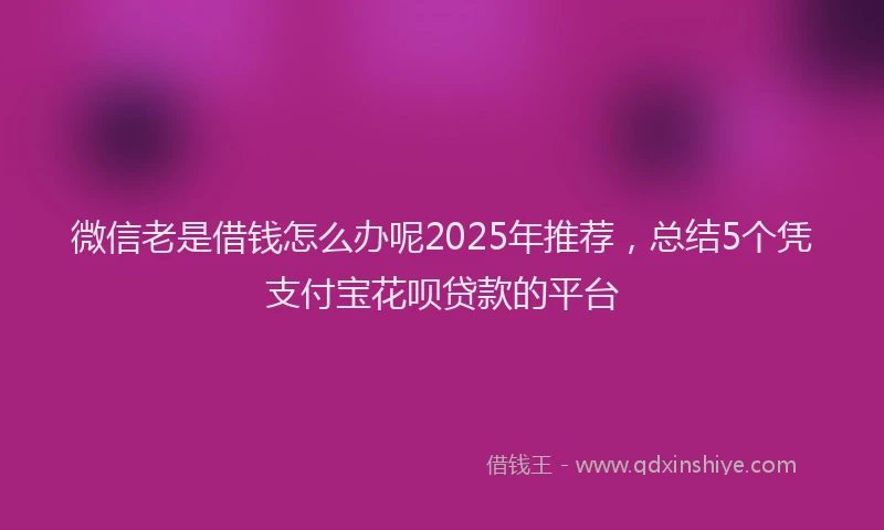 微信老是借钱怎么办呢2025年推荐，总结5个凭支付宝花呗贷款的平台