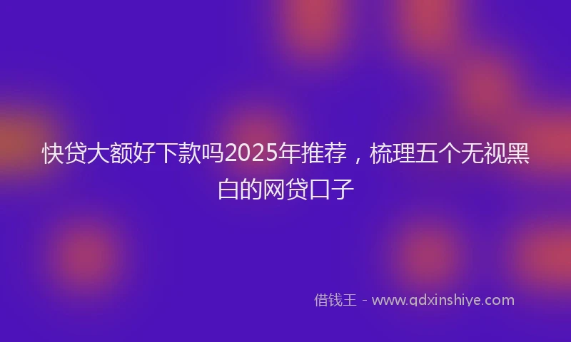 快贷大额好下款吗2025年推荐，梳理五个无视黑白的网贷口子