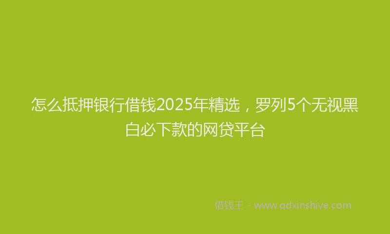 怎么抵押银行借钱2025年精选，罗列5个无视黑白必下款的网贷平台