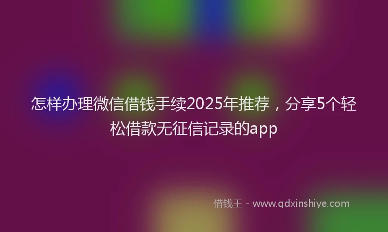 怎样办理微信借钱手续2025年推荐，分享5个轻松借款无征信记录的app