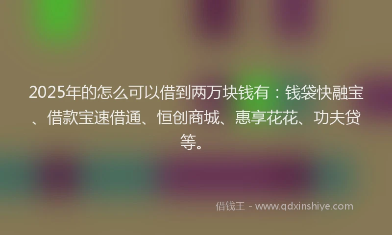 2025年的怎么可以借到两万块钱有：钱袋快融宝、借款宝速借通、恒创商城、惠享花花、功夫贷等。