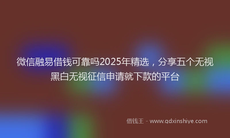 微信融易借钱可靠吗2025年精选，分享五个无视黑白无视征信申请就下款的平台