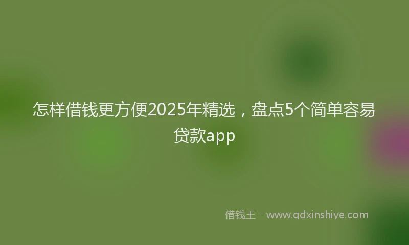 怎样借钱更方便2025年精选，盘点5个简单容易贷款app