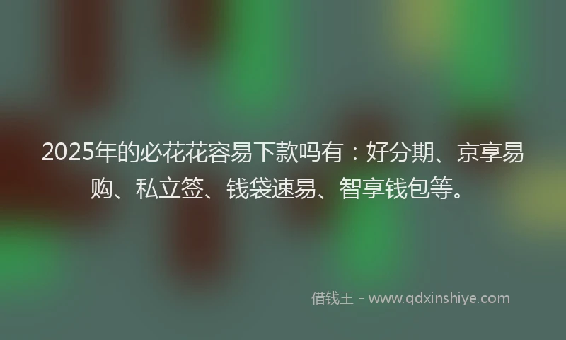 2025年的必花花容易下款吗有：好分期、京享易购、私立签、钱袋速易、智享钱包等。