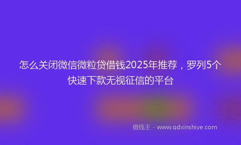 怎么关闭微信微粒贷借钱2025年推荐，罗列5个快速下款无视征信的平台