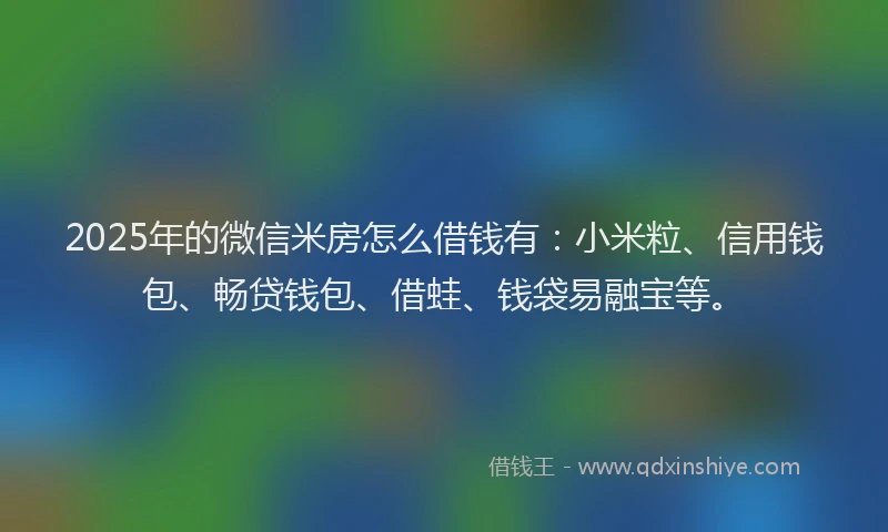 2025年的微信米房怎么借钱有：小米粒、信用钱包、畅贷钱包、借蛙、钱袋易融宝等。