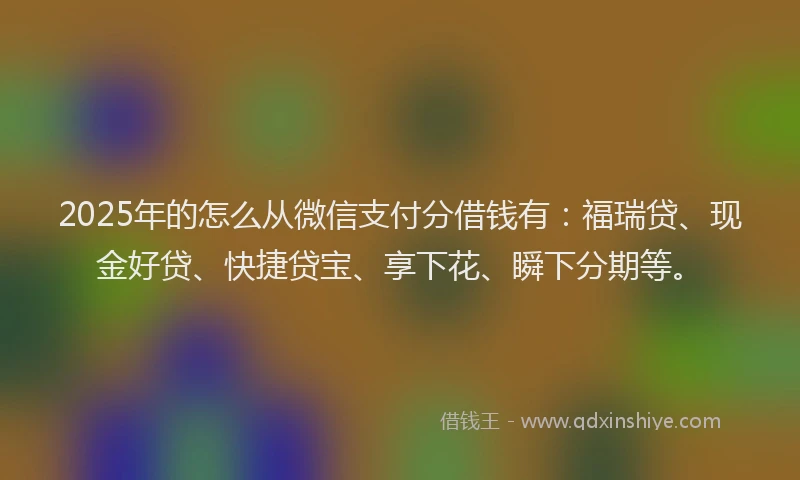 2025年的怎么从微信支付分借钱有：福瑞贷、现金好贷、快捷贷宝、享下花、瞬下分期等。