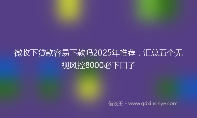 微收下贷款容易下款吗2025年推荐，汇总五个无视风控8000必下口子