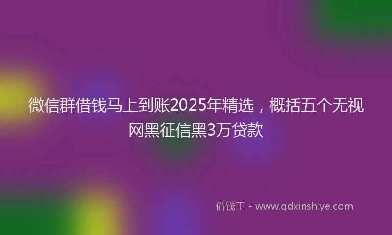 微信群借钱马上到账2025年精选，概括五个无视网黑征信黑3万贷款