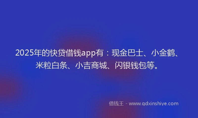 2025年的快贷借钱app有：现金巴士、小金鹤、米粒白条、小吉商城、闪银钱包等。