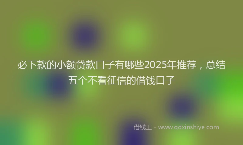 必下款的小额贷款口子有哪些2025年推荐，总结五个不看征信的借钱口子