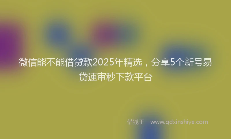 微信能不能借贷款2025年精选，分享5个新号易贷速审秒下款平台