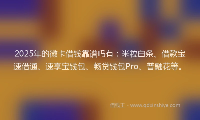 2025年的微卡借钱靠谱吗有：米粒白条、借款宝速借通、速享宝钱包、畅贷钱包Pro、普融花等。
