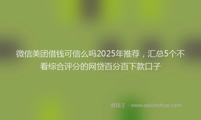 微信美团借钱可信么吗2025年推荐，汇总5个不看综合评分的网贷百分百下款口子