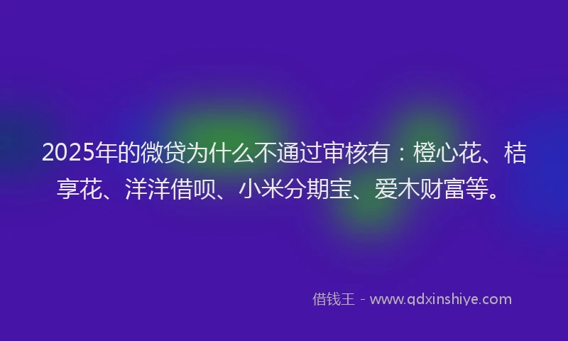 2025年的微贷为什么不通过审核有：橙心花、桔享花、洋洋借呗、小米分期宝、爱木财富等。