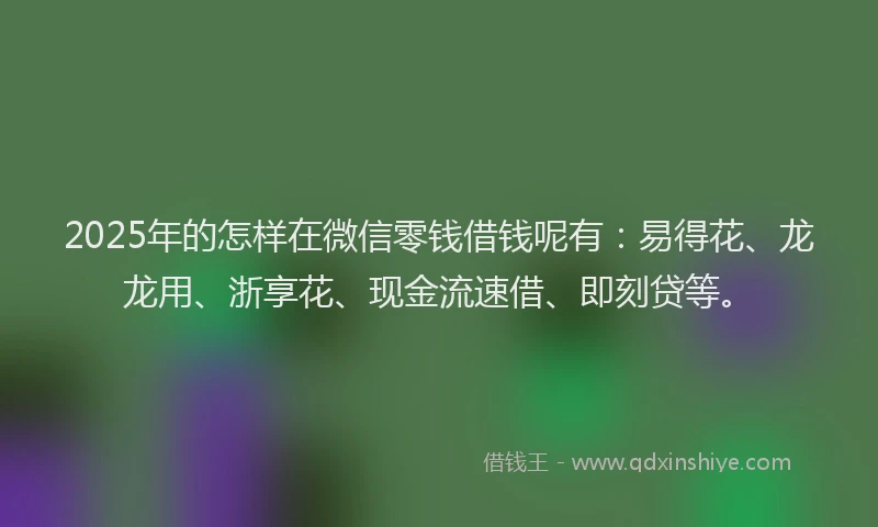 2025年的怎样在微信零钱借钱呢有：易得花、龙龙用、浙享花、现金流速借、即刻贷等。
