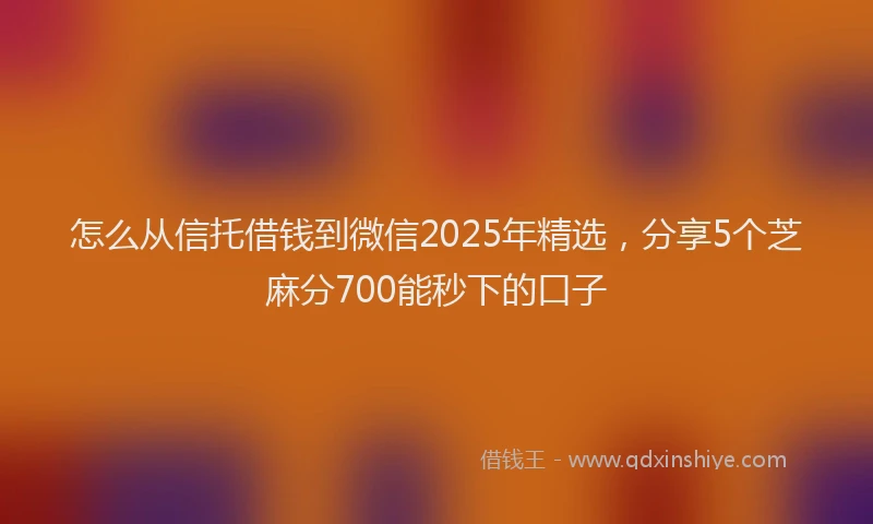 怎么从信托借钱到微信2025年精选，分享5个芝麻分700能秒下的口子