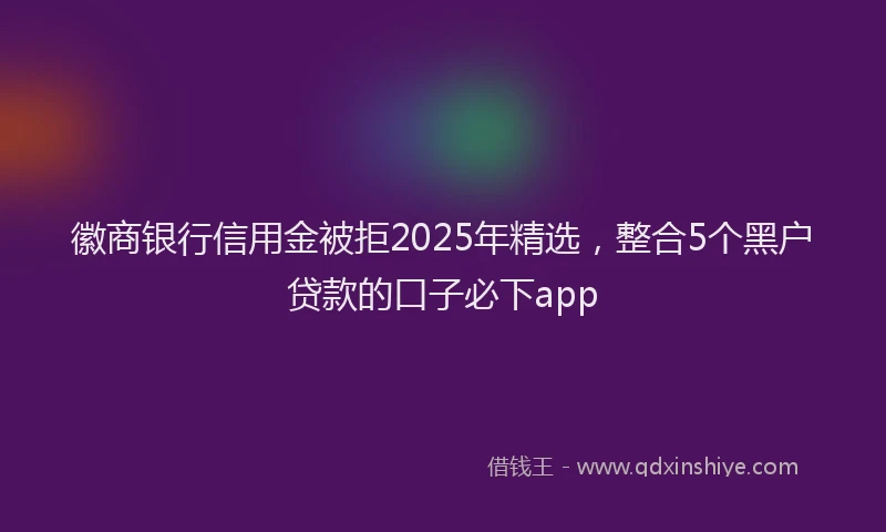 徽商银行信用金被拒2025年精选，整合5个黑户贷款的口子必下app