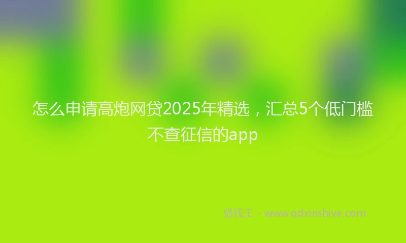 怎么申请高炮网贷2025年精选，汇总5个低门槛不查征信的app