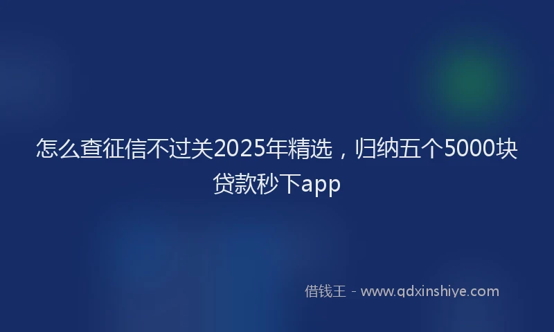怎么查征信不过关2025年精选，归纳五个5000块贷款秒下app